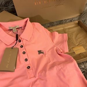 Burberry Pink Polo T shirt wth box and bag